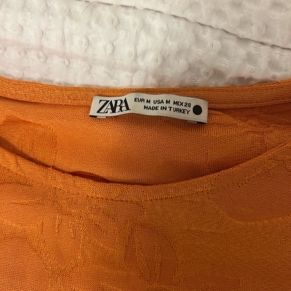 Zara Vibrant Orange with florals Midi Dress - Picture 3 of 3